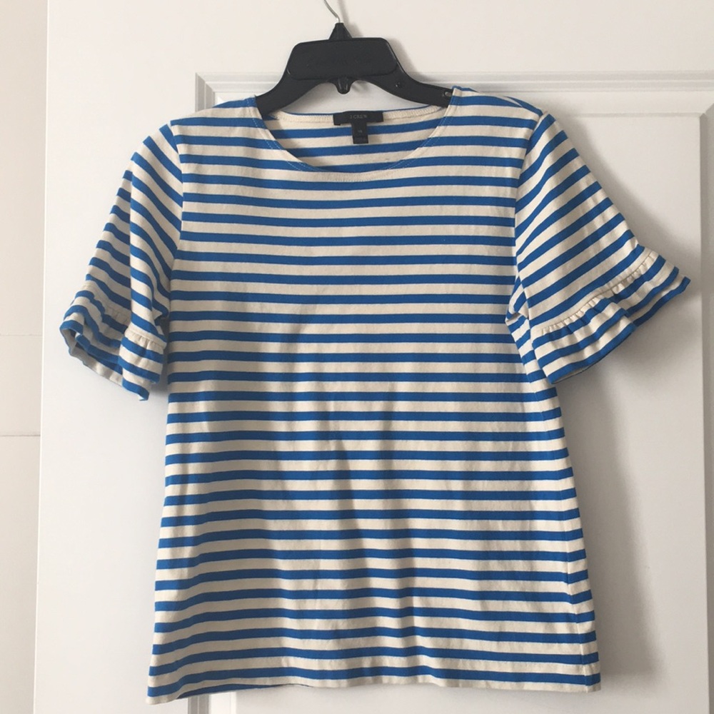 Jcrew flutter sleeve striped tee